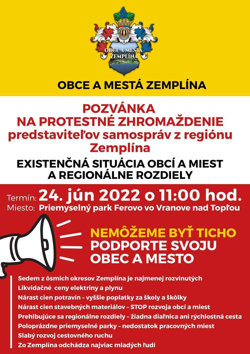 Fotka - Pozvánka na protest obcí a miest Zemplína